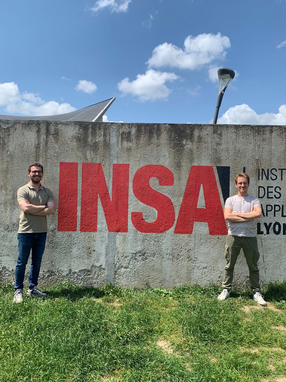 Adnan (ESR 9) during his secondment at INSA Lyon (France) together with Yohan (ESR 14). May 2023.