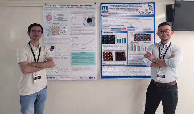 Juan José and Fei-Fan with their posters at the Junior EUROMAT conference Coimbra, Portugal