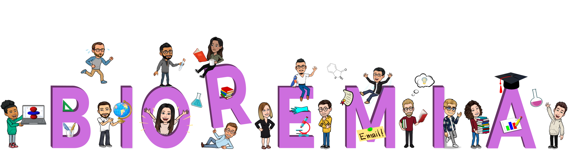Our 15 PhD students as Bitmoji characters